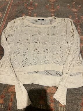 BDG Ivory Open-Knit Scoop Neck Sweater